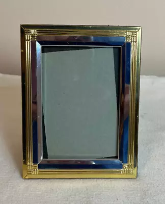Gold & Silver Trim Metal Picture Frame Holds 3.5x5 Picture • $10.95