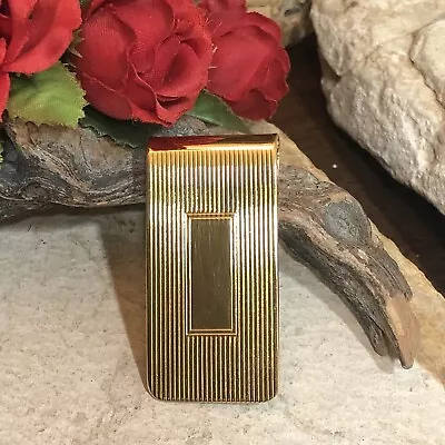 Vintage 14K Yellow Gold PLATED Brushed  Holder Money Clip Made In USA • $39.99