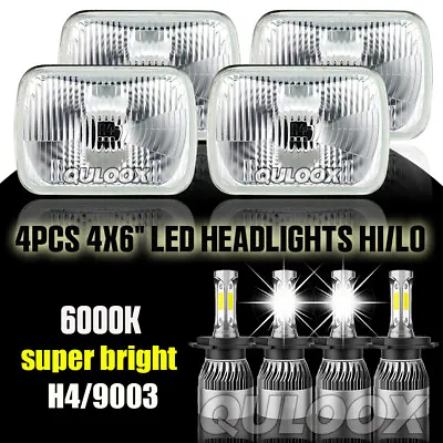 FOUR(x4) 4x6  Glass Headlights Conversion Semi Sealed Kit HID & 6500K H4 LED • $125.99