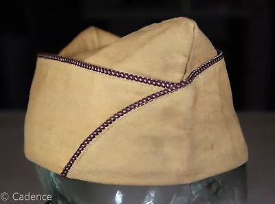 US WW2 Army Medical Corps Khaki Garrison Hat Cap Tailor Made 7 1/4 WORN! 488 • $15