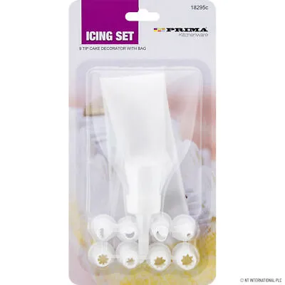 9pc Icing Piping Nozzles Tips Kit With Bag Sugar Craft Cup Cake Decor Tool Bake • £1.99
