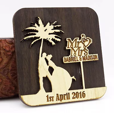 Rustic Wedding Save The Date Wooden Magnet 20 Custom Engraved Wooden-gJ1 • $81.39