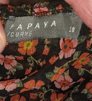 Papaya Curve By Matalan Top. Tunic. Size 28. Sheer. Floral 🌼 • £6.99