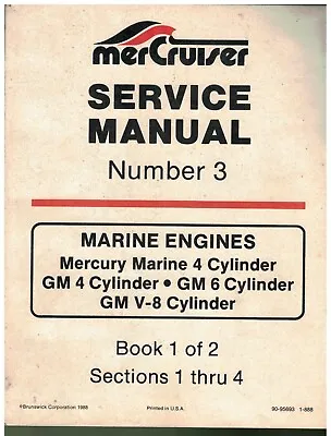 1988 MerCruiser Service Manual Number 3 Sec 1-4 Book 1 Of 2 • $50