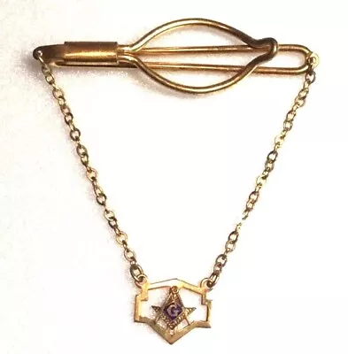 Vintage Masonic  Tie Bar  With Chatelaine Chain And Masonic Signet • $14