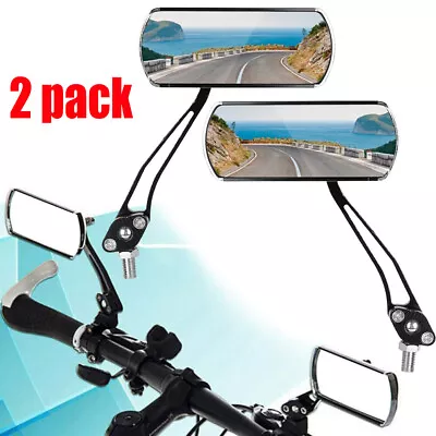 Pair 2 Bicycle Bike Cycling Handlebar Rear View Rearview Mirror Rectangle Back • $12.90