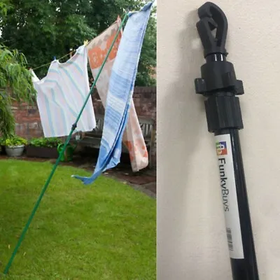 Extendable Washing Pole 2.4m Telescopic Prop Clothes Line Support Galvanized New • £8.49