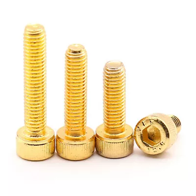 Titanium Plated Gold M2 M2.5 M3 M4 M5 Socket Cap Head Screw Allen Bolt Hex Drive • $1.99