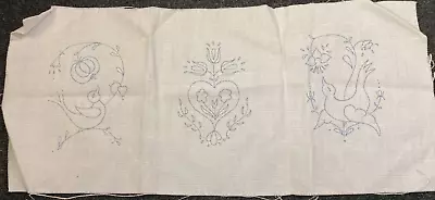 VTG Rare STAMPED LINEN Panel For  Crewel Embroidery 14  Wide  X 6.5  High • $18