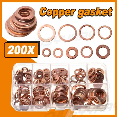 200PCS Copper Crush Washer Seal Oil Gasket Banjo Bolt ATV M8 M10 M12 M14 • $12.34