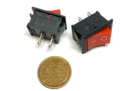 2 X Red KCD1 Mini Rocker Switch 2 Pin ON OFF SPST 125VAC/6A 250VAC/3A B15 • $8.49