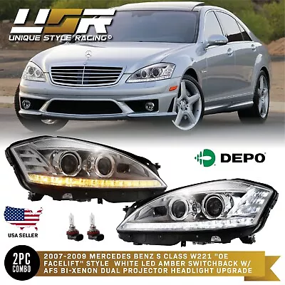 Facelift LED Headlight For 07-09 W221 S Class Stock Bi-Xenon AFS & Night Vision • $997.93