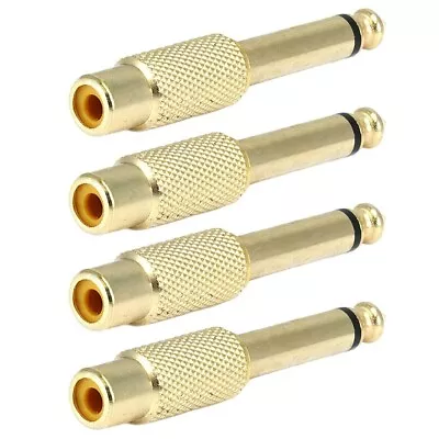 4x 1/4  6.35mm TS Mono Male To RCA Female Audio Adapter Converter Connector Gold • $15.82