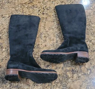 UGG Broome 5518 Tall Black Suede Shearling Lined Zip Boots Womens Shoes 7 • $99.99