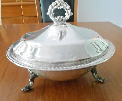  F.B. ROGERS SILVER CO.  Covered Serving Dish W/Pyrex Glass Bowl Insert  10 1/2  • $19.99