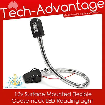 12v 6w Led Goose Neck Flexible Reading Light & Switch - Boat/caravan/bed/marine • $27.60