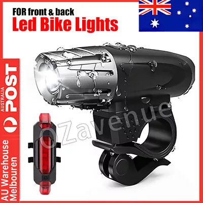 Waterproof Rechargeable LED Bike Bicycle Light USB Cycle Front Back Headlight AU • $16.95