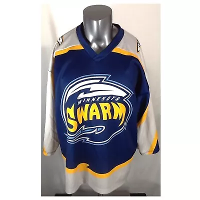 Vintage Reebok Minnesota Swarm Indoor Lacrosse (Large) Knit NLL Jersey Navy Blue • $50