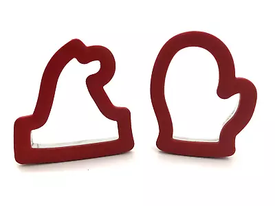 Christmas Cookie Cutter Hat & Glove Mitten Silicone Comfort Grip  Metal 2 Red • $12.99