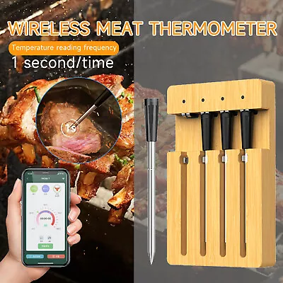 US 4-Probe Wireless Meat Thermometer Waterproof Food Thermometer Probe For Oven • $121.25