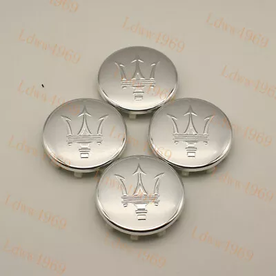 New Models 4pc 60mm Maserati Ghibli Centre Wheel Centre Cap Set Badge Silver • $24.95