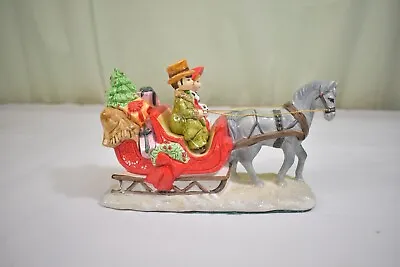 Vintage RB Christmas Holiday Decor Ceramic Horse Sleigh Gifts Made In Japan • $25