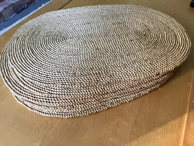 £8.50 • Buy Set Of 6 X Vintage Grass Waven Oval Placemats Large 45cm X30cm