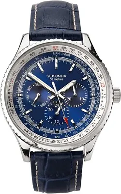 £29.99 • Buy Sekonda Aviation Mens Watch With Blue Dial And Blue Leather Strap 1627