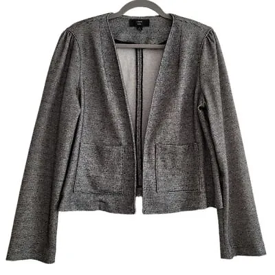 J. Crew 365 Women Medium Blazer Salt Pepper Open Front Boucle Soft Jacket J7988 • $27.99