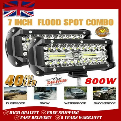 800W 12V LED Work Light Bar Driving Lamp Flood Spot Lights Offroad Car SUV Truck • £13.98