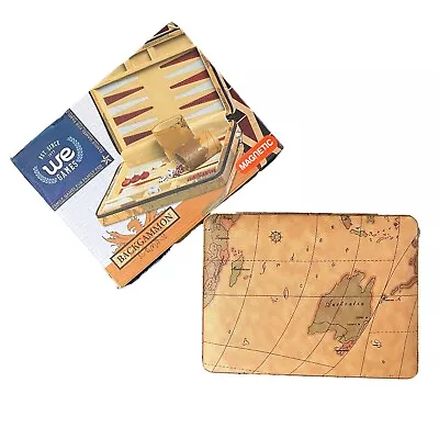 WE Games Tan Map Design Magnetic Backgammon BOARD ONLY Leatherette Travel Size • $6.99