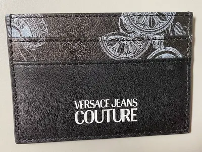 NWT $140+ Versace Jeans Couture Printed Card Case Black/Multi  W/Gift Receipt! • $89