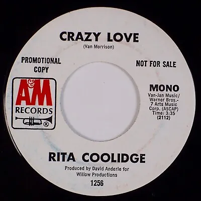 RITA COOLIDGE: Crazy Love (Van Morrison) US A&M 1256 DJ Promo Pop Rock 45 NM • $4