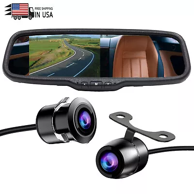 5'' Mirror Monitor With Waterproof Night Vision Rear View Camera Backup Kit • $44.79