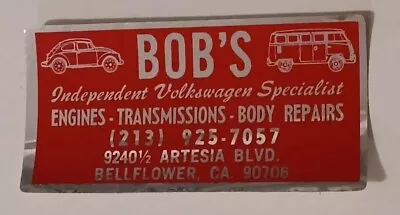 Vintage BOB’S Volkswagen Specialist - Original  1970's Racing Decal/Sticker VW • $4