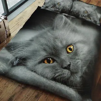 £21.95 • Buy Grey Kitten King Size Duvet Cover Set Animal Cat Lovers Bedding Photo Print