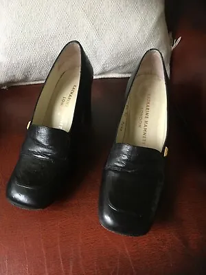 Katharine Hamnett London Women's Black Ostrich Leather Court Shoe UK 3.5  • £15.49