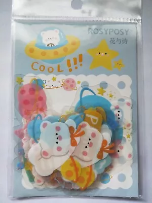 $4.50 • Buy 40pc Sticker Flakes Kawaii Cute Bear Planets Bullet Journal Deco Diary Rosy Posy
