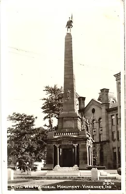 Civil War Memorial Monument Vincennes IN RPPC EKC Real Photo Unused Postcard • $10.80