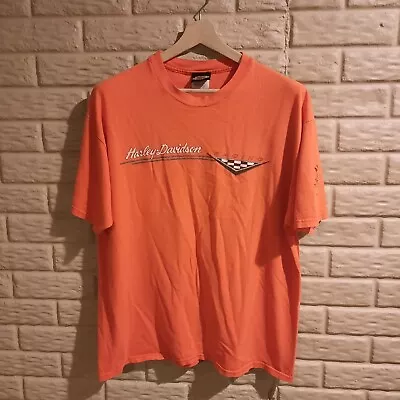 Vtg Harley Davidson Shirt Size XL Orange Racing Andrae's Urbana Illinois 90s  • $13.73