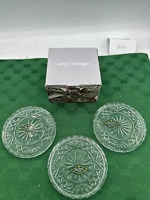 Dublin Collection Crystal 4  Coasters Shannon Design By Godinger Set Of 3 • $13.27
