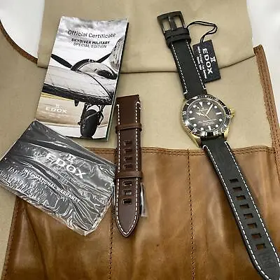 Edox SkyDiver Bronze 42mm Black Ombre Dial Automatic Men Watch 80115 BRZN NDR • $1268.03