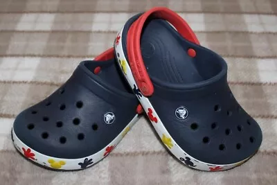 Crocs Disney Mickey Mouse Clogs Crocband Kids Shoes Size J1 1 Blue • $12.95