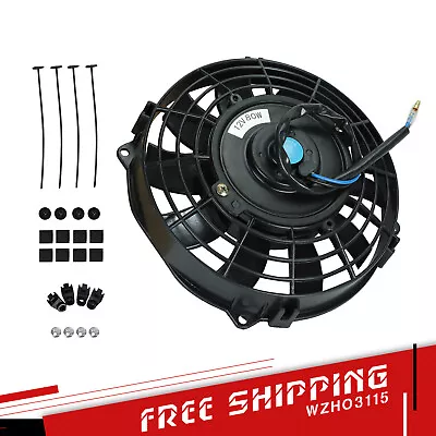 7  Universal Electric Radiator Cooling Slim Push Pull Fan 12V Mount Kit Black • $18.99