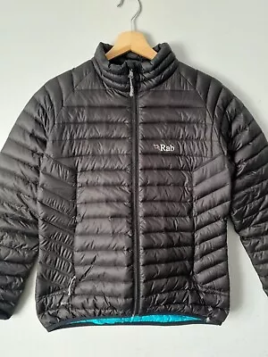 Rab Womens Microlight Jacket Black Size 12 Pertex Down Insulated Full ZIp • £80