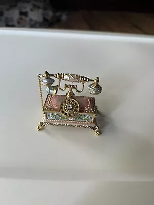 $5 • Buy Nobility Pink Bejeweled Telephone Trinket Box Vhtf Great Condition