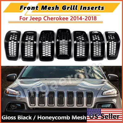 Fits 2014-2018 Jeep Cherokee Front Grille Trim Black Insert Hood Honeycomb Mesh • $38.79