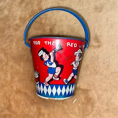 Vintage T. Cohn Tin Litho Toy Sand Pail  Three Cheers For The Red White & Blue  • $75