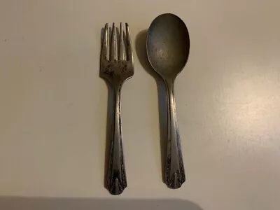Vintage Vernon Silver Plate Baby Feeding Fork And Spoon Set • $15.25