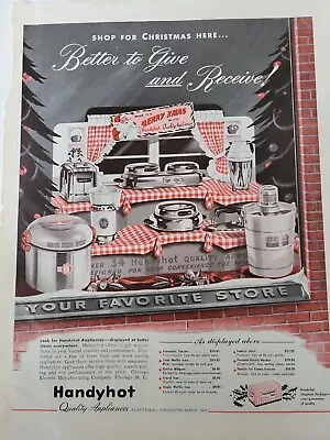 1948 Handyhot Appliances Toaster Waffle Iron Ice Cream Freezer Vintage Ad • $9.99